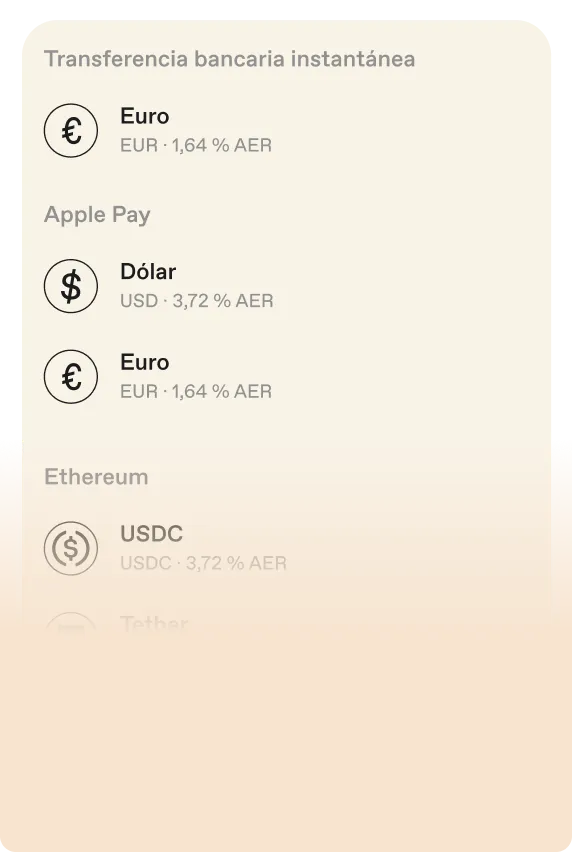 Depósitos y retiros en USDC